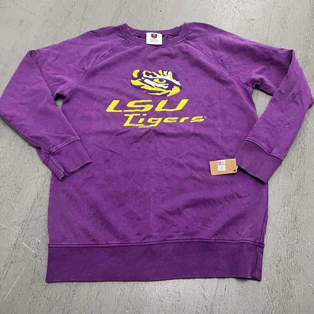 LSU Tigers Wes & Willy Kids‎ Purple Crewneck Sweatshirt Size M 10/12 NCAA